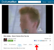 botón de descargar en la página de un vídeo de Dailymotion